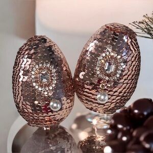 Rose Gold Sequence Egg Set 2, X-Large Kanzashi Easter Eggs| Spring Decorations,